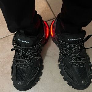 Balenciaga Men's Black and Red Athletic Shoes